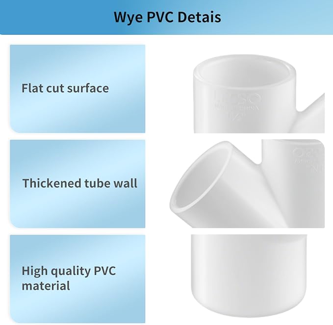 LESSO 5 Pack PVC Pipe Fittings, 1 inch PVC Wye | PVC; Wye; SCH40; White - Image 4