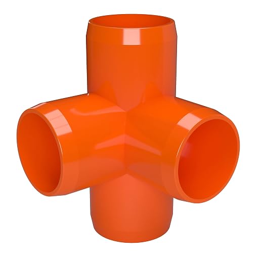 1” 4-Way Tee Furniture Grade PVC Fitting in Orange, Made in USA, UV-Resistant - Image 8