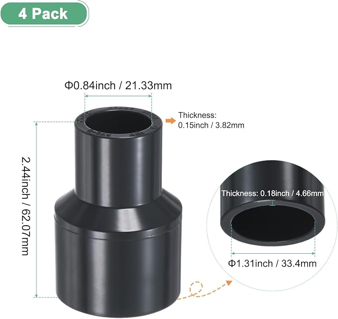 M METERXITY 4-Pack UPVC Reducer Pipe Fitting - Image 3