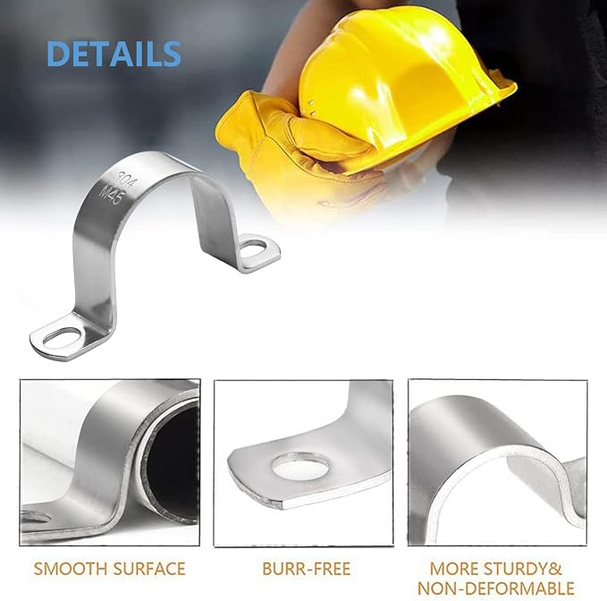 18mm Heavy Duty 2 Hole U-Tube Strap Clamp, Stainless Steel-304 | 10Pcs - Image 4