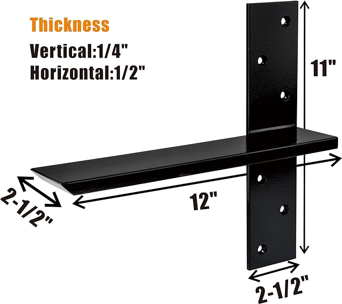 Free Hanging T Shelf Bracket, Solid Heavy Duty Steel Knee Wall Hidden Granite - Image 3