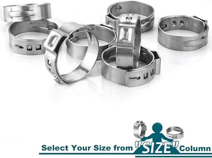 LOKMAN 50 Pack 1 Inch PEX Cinch Clamps, Stainless Steel Cinch Crimp Rings Pinch - Image 3