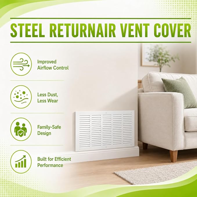 30" x 8" Return Air Grille Duct Opening, Ceiling Sidewall Floor Cold Air Intake - Image 6