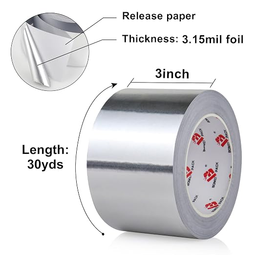 BOMEI PACK Aluminum Foil Tape, Heavy Duty Metal Foil Tape, High Temperature - Image 6