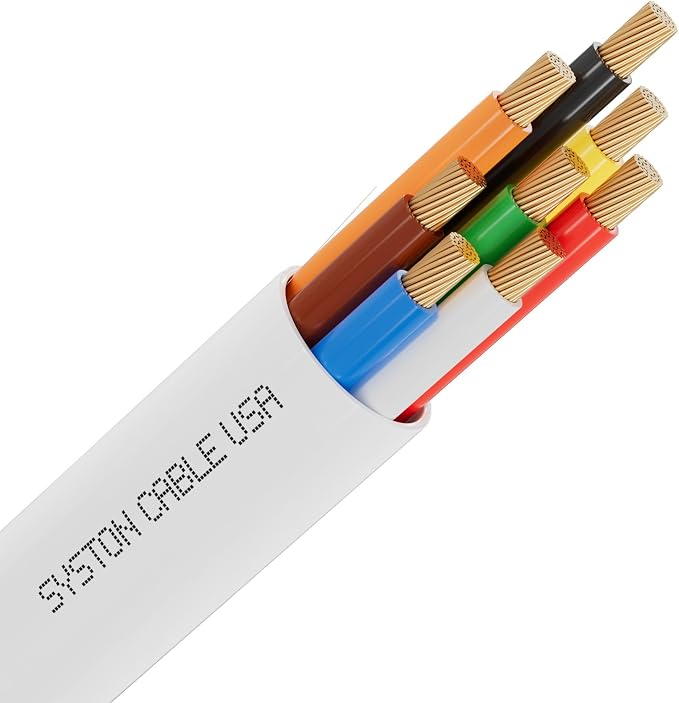 Syston 18/8 Low Voltage Security Sound Alarm Cable 1000 ft 18 AWG 8 Conductors by SystonCableTechnology