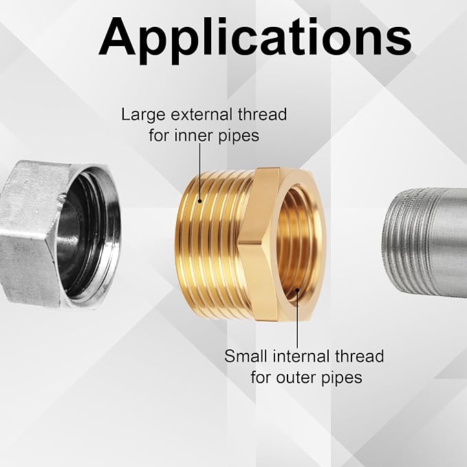 2pcs Brass Reducer Hex Bushing, 3/4" NPT Male to 1/2" NPT Female Adapter | - Image 6