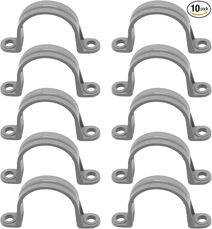 1-1/4 Inch PVC Pipe Strap, 2-Holes Conduit Pipe Clamps Plastic Pipe Supports by BENLIUDH