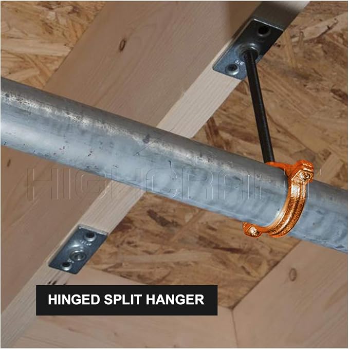 HIGHCRAFT HINGC-01-10 Industrial Decor Hinged Split Ring Pipe Hanger 1 in. - Image 7