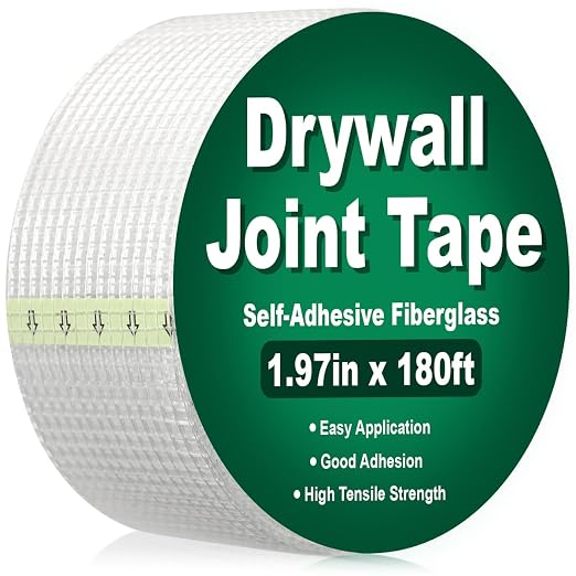 Drywall Joint Tape 1.97IN x 180 FT, Heavy-Duty Self-Adhesive Fiberglass Mesh by LIOUXUE