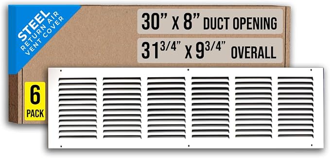 Fits 30x8 Duct Opening | Steel Return Air Grille by Handua | Vent Cover Grill by Handua