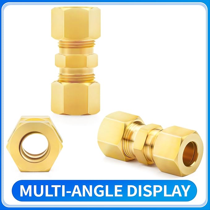ChillWaves Brass Compression Tube Fitting, 7/8" OD x 7/8" OD Compression Union - Image 3