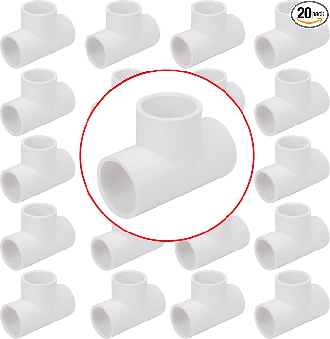 20 Pack 3/4in Tee 3 Way PVC Pipe Fittings Connector, Furniture Build Grade by Lswteiz