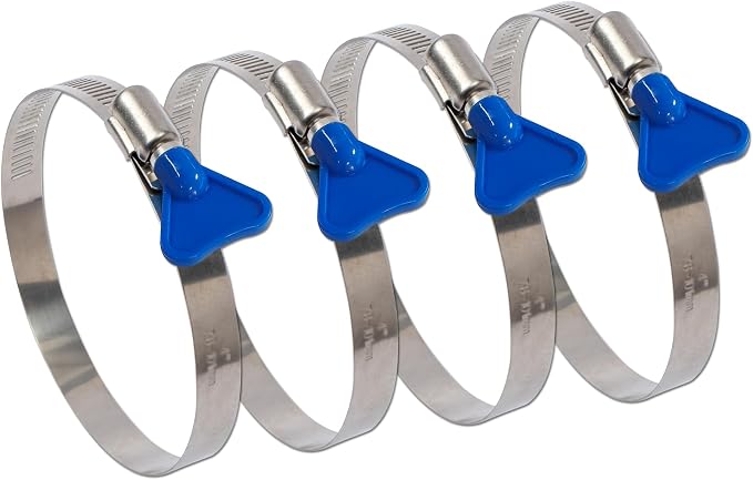 ISPINNER 4pcs 1.5 Inch Key-Type 304 Stainless Steel Worm Gear Hose Clamps - Image 2