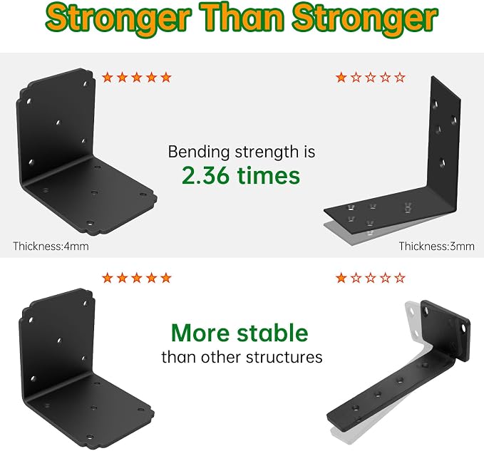 4x4x3.5 Pergola Brackets, Heavy Duty L Bracket - Image 4