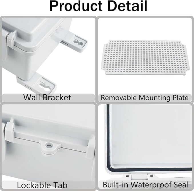 Junction Box, Hinged Grey Cover IP67 Waterproof ABS Project Box - Image 4