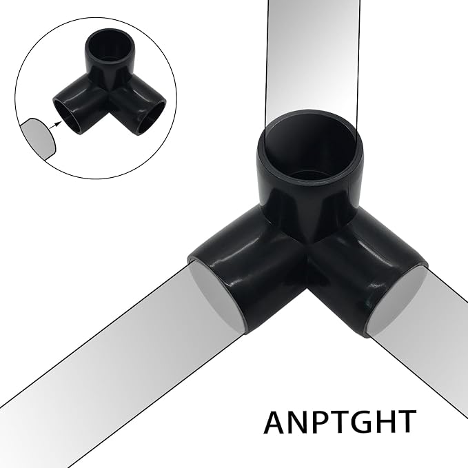 1“ Tee PVC Fitting 3 Way Elbow Connector, Furniture Grade 90 Degree Elbow Side - Image 5