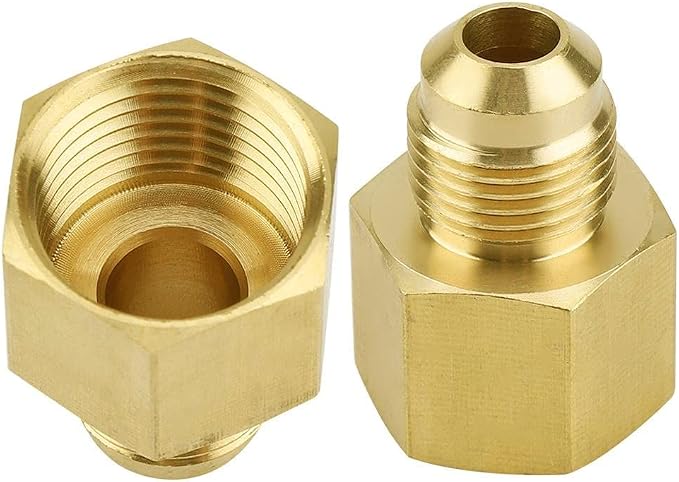 2 pcs Brass Flare Tube Fitting Coupling Gas Adapter 3/8" Male Flare x 1/2" NPT - Image 6
