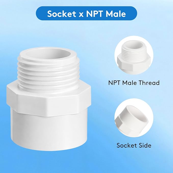 9 Pack 1" PVC Male Adapter, Schedule 40 - Image 3