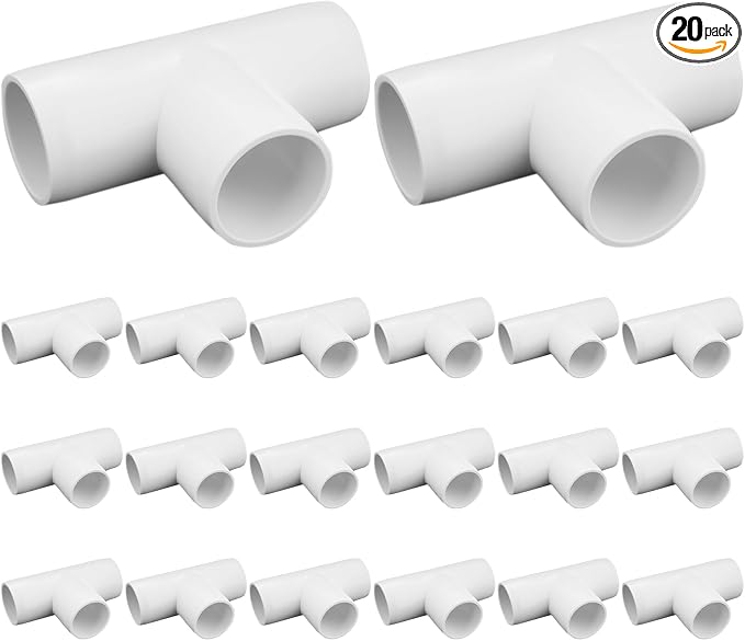 20-Pack 1/2" Tee PVC Fittings, Furniture Grade Pipe Fittings 3 Way by Unknown