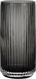 Flower Vase 7.5 inch Grey Thickened Hand Blow Glass Vase Round Vintage Striped by TIMEFOTO