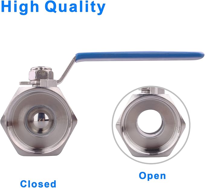 DERNORD Stainless Steel Ball Valve 1PC Type 1.5 Inch NPT Standard Port - Image 4