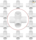 12Pack 1IN 4-Way PVC Pipe Fittings SCH40 Furniture Grade PVC Elbow Corner Side by Lswteiz