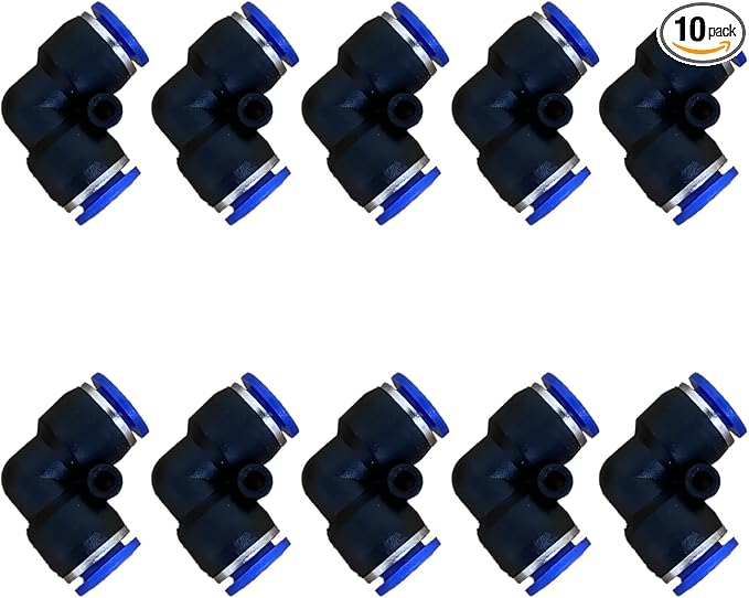 5/16" or 8mm Od Air Line Elbow Union, Push To Connect Air Fittings, Push Elbow by ROZESAZZ