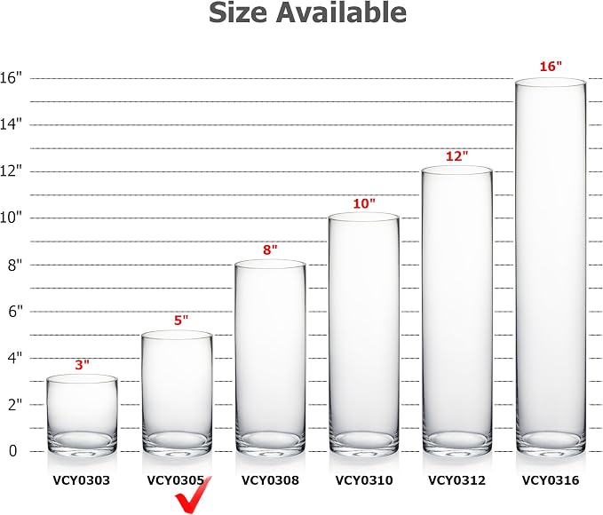 WGVI Quality Thick Clear Cylinder Glass Vase, Floral Container, Glass Candle - Image 4
