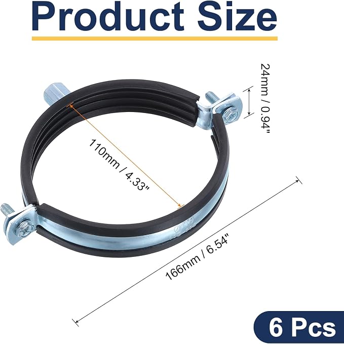 uxcell 6 Pcs Split Ring Pipe Hanger, 110mm/4.3inch Adjustable Pipe Bracket - Image 2