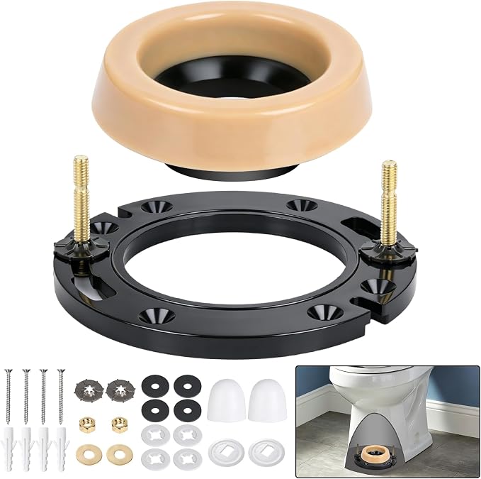 Jamini Toilet Flange Kit with 1.18in Wax Ring – Easily Repair Leaks and by Unknown