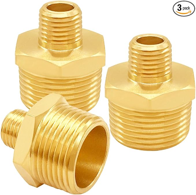 Uenede Brass 3/8" NPT Male to 3/4" NPT Male Reducer Adapter by Uenede