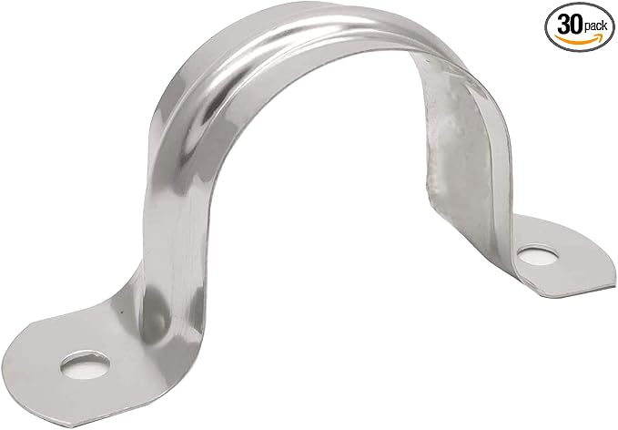 30 Pcs 1.2inch Rigid Pipe Strap, Two Hole Stainless Steel Strap U Bracket by Unknown