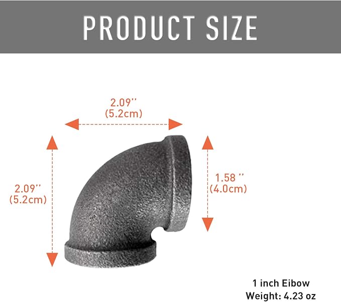 1" Pipe Fitting Elbow, DN25 Threaded Cast Malleable Iron - Image 2