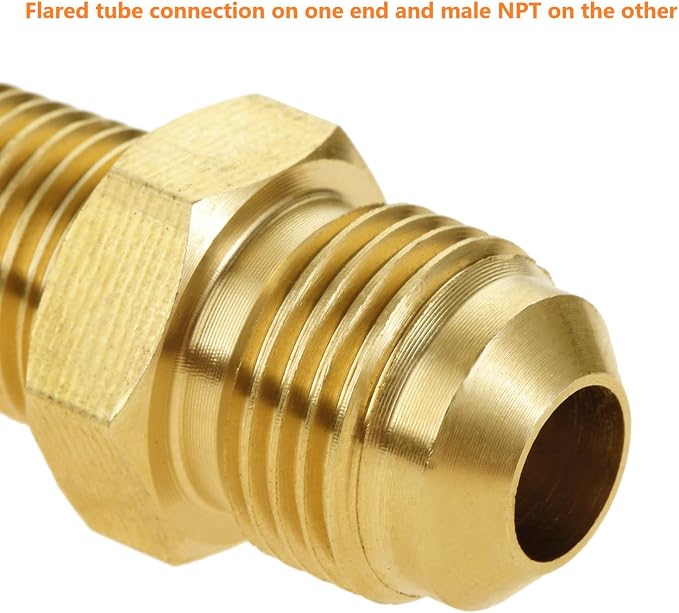 2pcs Brass Tube Fitting, Half-Union Connector 3/8" Flare x 1/4" NPT Male Pipe - Image 4