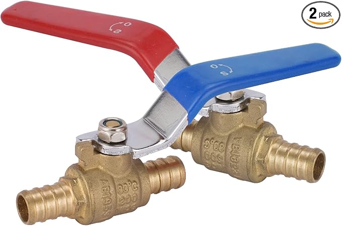 2-Pack GUOFIS 1/2-Inch PEX Crimp Full Port Ball Valve | 1/4 Turn Hot and Cold by GUOFIS