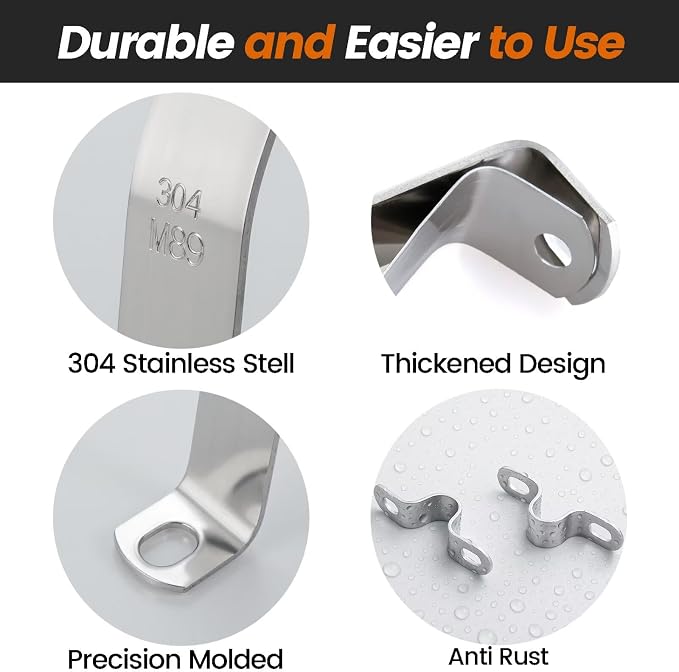 15 PCS 7/8 Inch, 304 Stainless Steel Thickened Pipe Clamps, Heavy-Duty Two Hole - Image 3