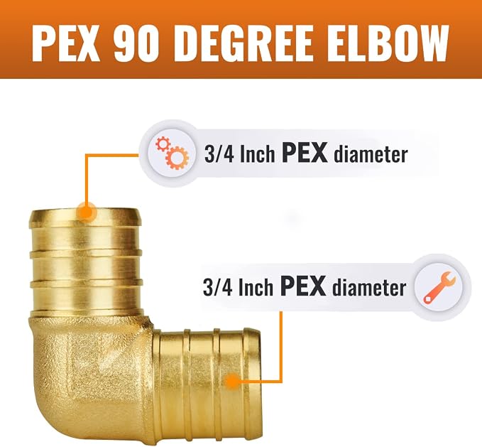 12-Pack 3/4" PEX 90 Degree Elbow | Brass - Image 2