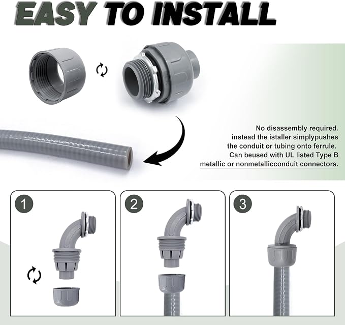 10 Pack 1 Inch Liquid Tight Connectors - Image 6