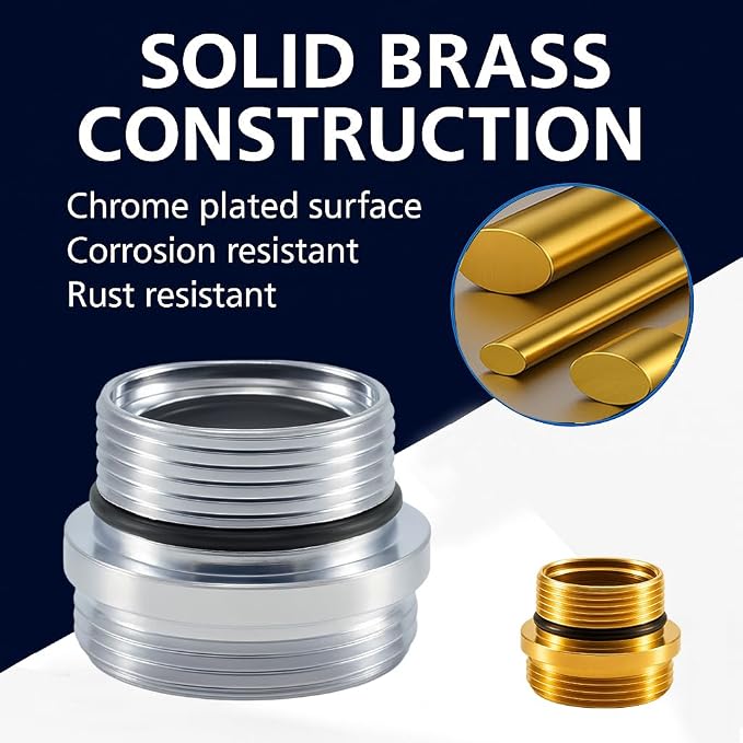 Faucet Aerator Adapter, M18.5 Male to 55/64" Male Adapter | Chrome Brass Faucet - Image 4