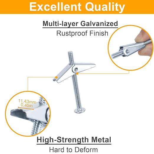 3/16 Heavy Duty Drywall Anchors, Dry Wall Anchors and Screws Kit, Butterfly - Image 4