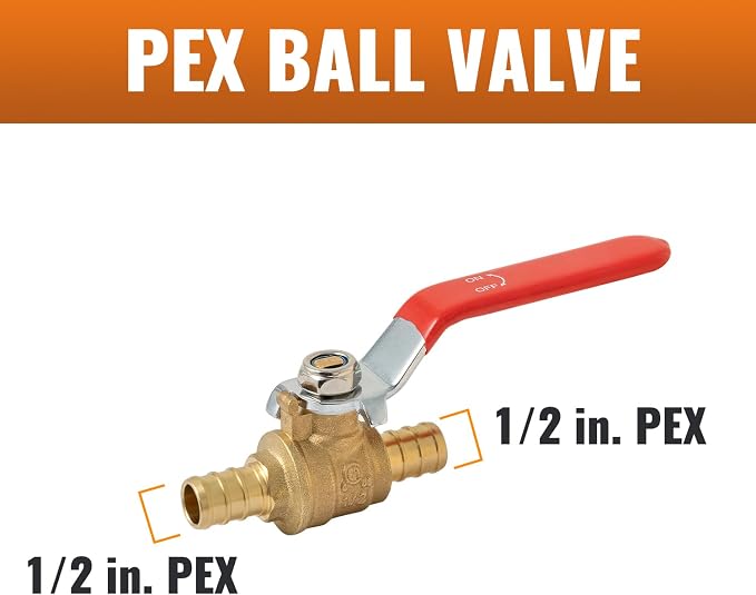10-Pack Pex Ball Valve 1/2 Inch, Full Port 1/4 Turn Shut Off Valve | Hot and - Image 2
