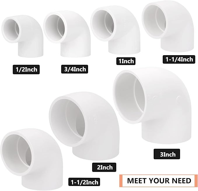 8Pack 1-1/4" 90 Degree Elbow PVC Pipe Fittings 2 Way Right Angle PVC Pipe - Image 4