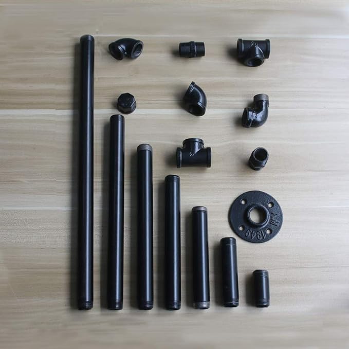 6 Pack 14" Pre-Cut Black Metal Pipe, Industrial Steel Fits Standard Three - Image 5