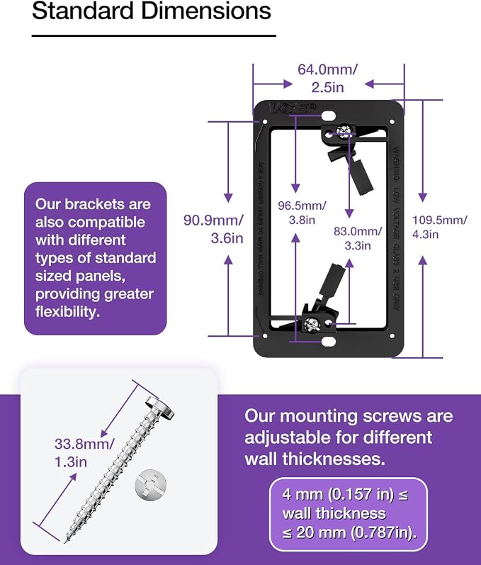 VCE Low Voltage Mounting Bracket Single Gang Wall Plate, Flush Low Voltage Box - Image 6