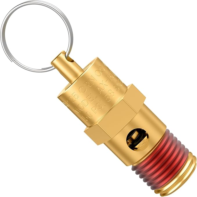 1/4" Male NPT Brass Safety Valve, 1 Pack | 125 PSI Pressure Relief by Unknown