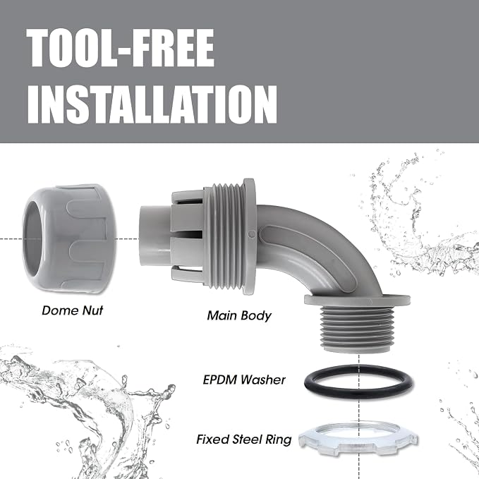 4-Pack 1/2 Inch NPT Liquid Tight PVC 90 Degree Conduit Connectors | elbow angle - Image 2
