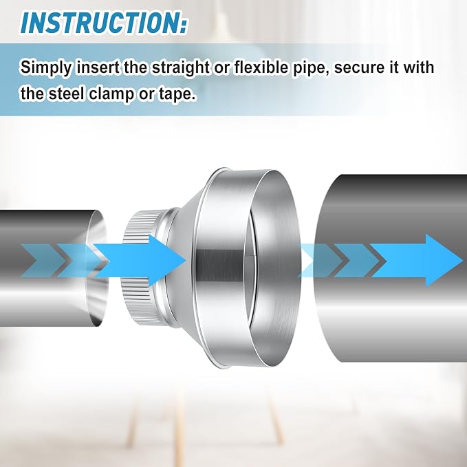 1 Pcs 8 Inch to 5 Inch Duct Reducer Increaser | Galvanized Steel Air Duct - Image 4