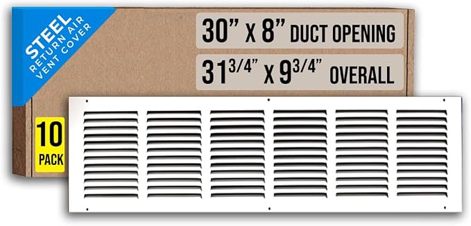 Fits 30x8 Duct Opening | Steel Return Air Grille by Handua | Vent Cover Grill by Handua
