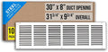 Fits 30x8 Duct Opening | Steel Return Air Grille by Handua | Vent Cover Grill by Handua