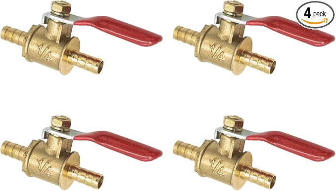 2-Pack 1/4 Inch Brass Ball Valve, 6mm Hose Barb by Joyangy